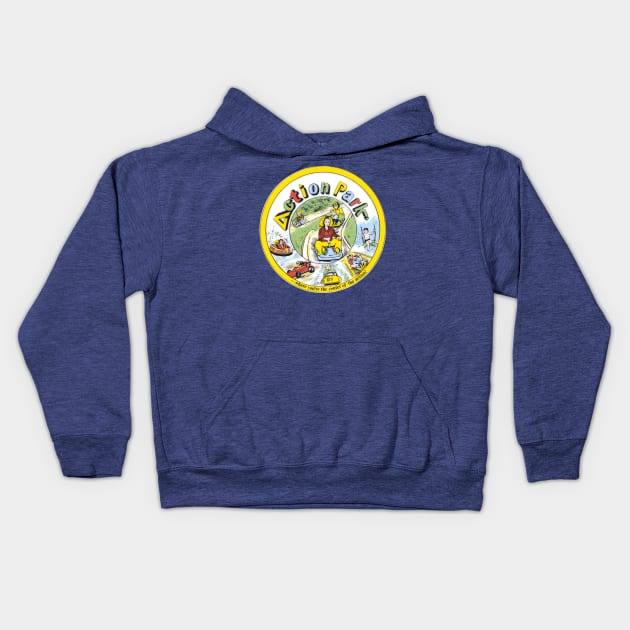 Action Park Where You're The Center Of The Action Kids Hoodie by scohoe